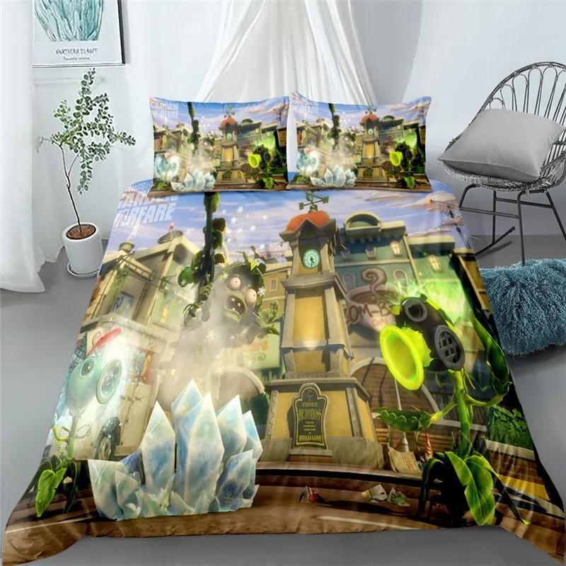 Exquisite 3D Printed Plant Zombie Bedding Set Home Textileextile Duvet Cover Pillowcase Bed Kids Adult Twin Queen Size