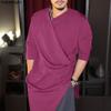 INCERUN Oversized Men V Neck Short Sleeve Solid Color Casual Loose Irregular T-shirts Tops