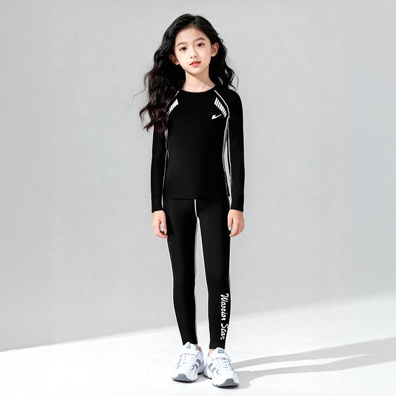 Dětský lyžařský oblek HuiLi: Dámské podvlékací triko na podzim a zimu, teplé, s rychleschnoucím povrchem a sametovou podšívkou.