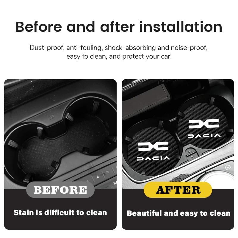 2PCS Car Cup Slot Non-Slip Mat Auto Accessories For New Dacia Duster Logan Sandero Jogger Spring Stepway Dokker Lodgy MCV