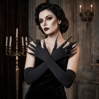 Stretch Elastic Long Nails Gloves Polyester Material Cosplay Gloves Witch Gloves Party Accessories