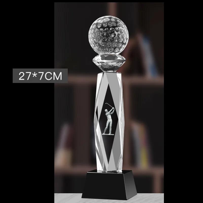 Customized High-End Golf Crystal Trophy, Souvenir, Home Decoration, Creative Metal Commemorative Rod, One Hole Award, 1Pc