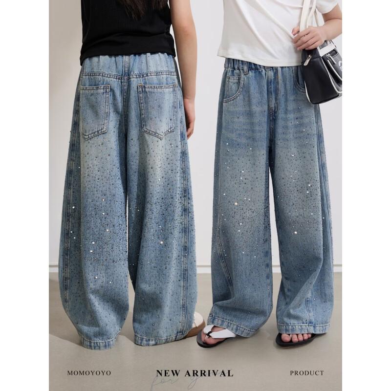 Unisex Rhinestone Loose Fit Denim Jeans