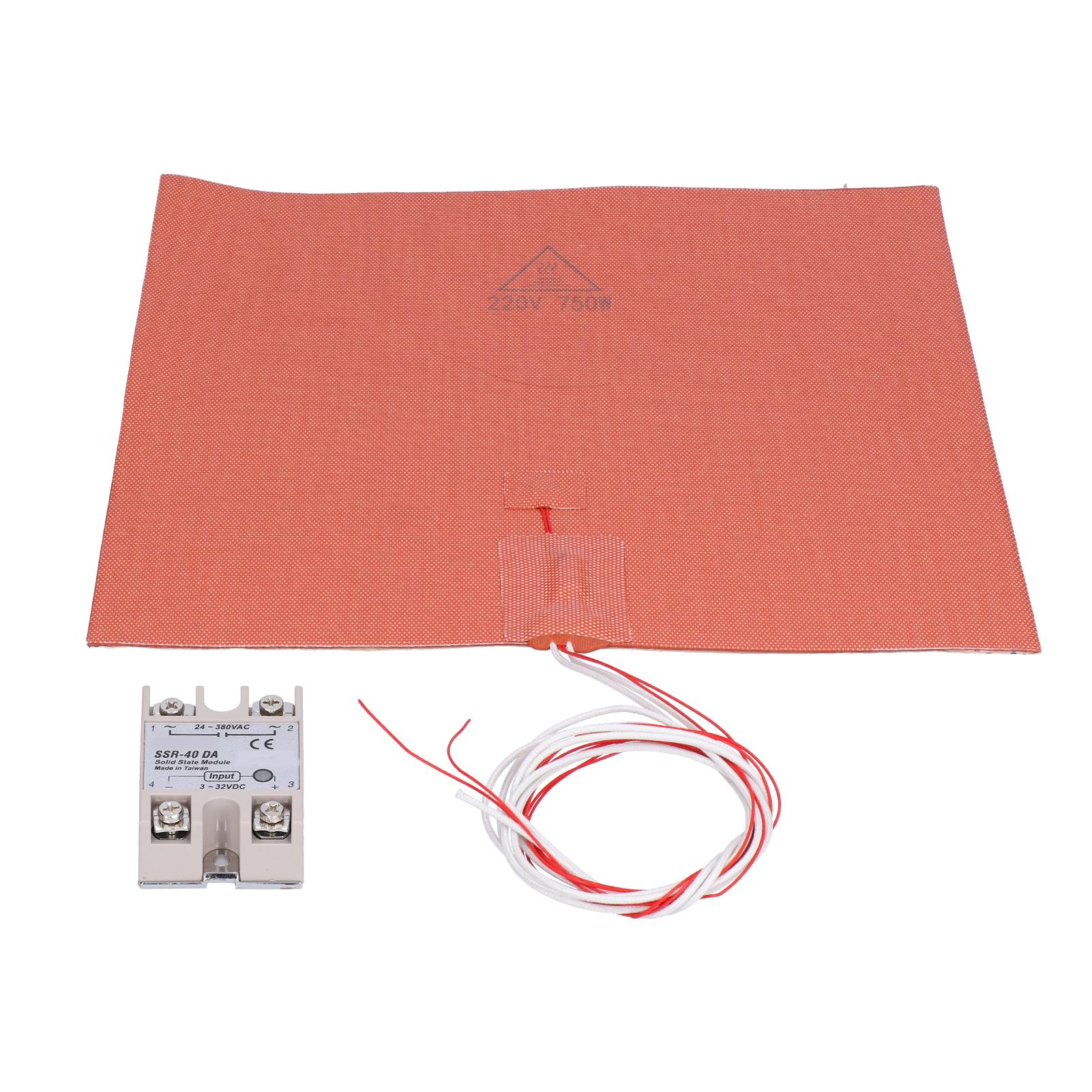 

Силиконовый нагреватель с подогревом 330x330 мм, 220 В, 750 Вт с твердотельным реле для 3D-принтера VORON