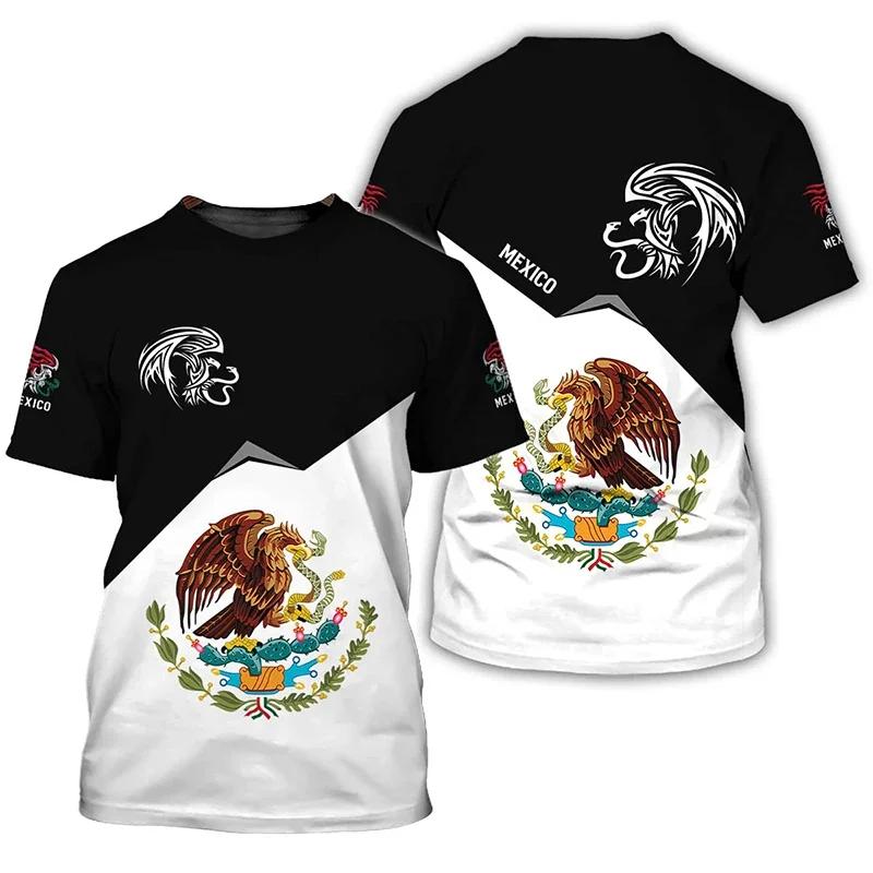 3D printed Mexican flag men's T-shirt  Mexican pattern T-shirt  Summer fashionable round-neck top  Good morning Koruku T-shirt