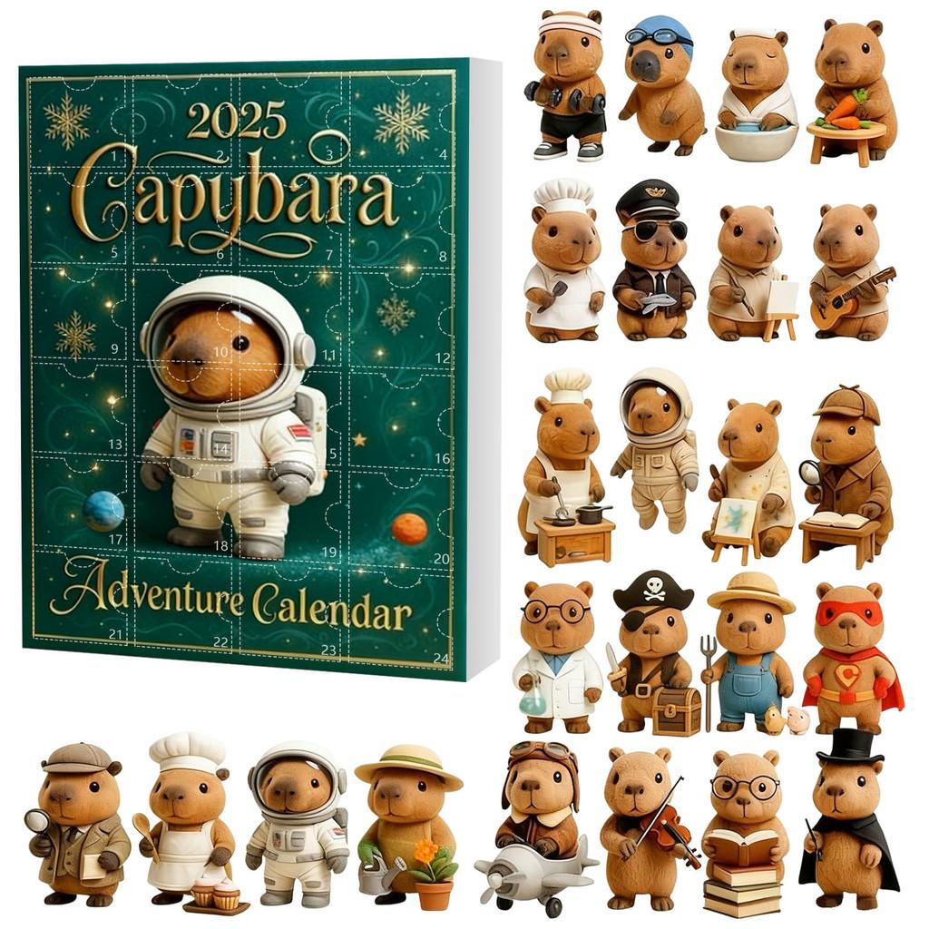 Christmas Capybara Advent Calendar Blind Box With Acrylic Figurines For Festive Decorations