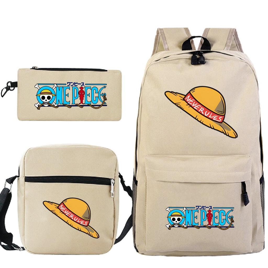 New Animation One Piece Printed Backpack for Primary and Secondary School Students Large Capacity School Bag Combination Three-piece Set