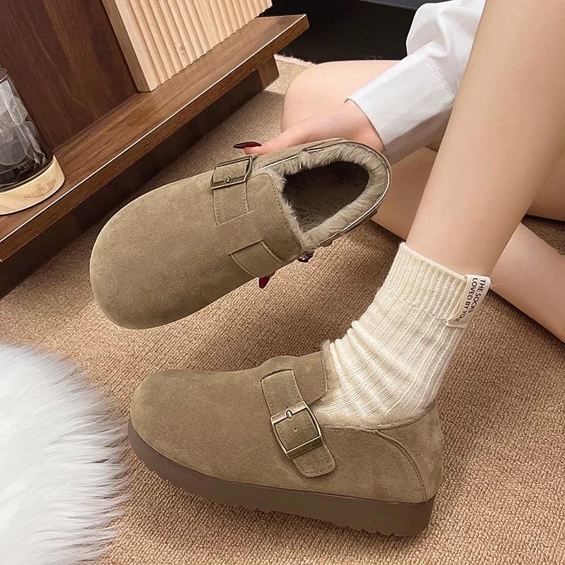 Fleece All-inclusive Retro Birkenstocks Winter New Cotton Shoes Fluffy Shoes Thickened Warm Snow Boots