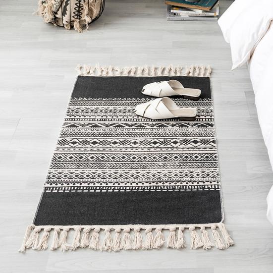 Cotton Linen Tassel Non-Slip Door Sofa Mat Floor Carpet Area Rug Tapestry Decor