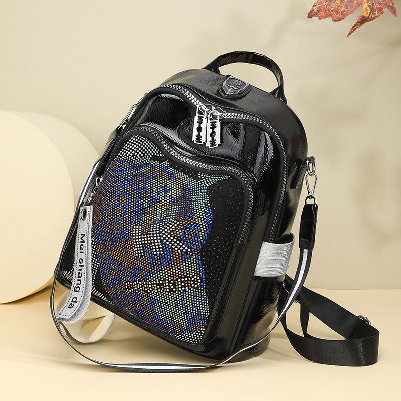 Stitched Diamond Shoulder Bag - Fashionable, Versatile, Unique, Big Eyes, Stylish, Large Capacity, Dual-purpose Backpack