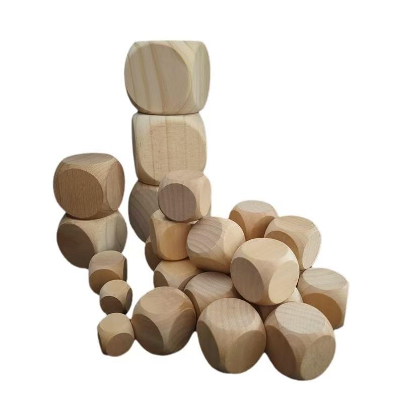 Engravable Beech Wood Six-Sided Dice with Rounded Corners (12-30mm)