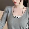 Mädchen Langarm Pyjama Spitze Sexy Zweiteiliges Set Modal Baumwolle Damen Hauskleidung Lounge Schlafbekleidung Pijama Nachtanzug