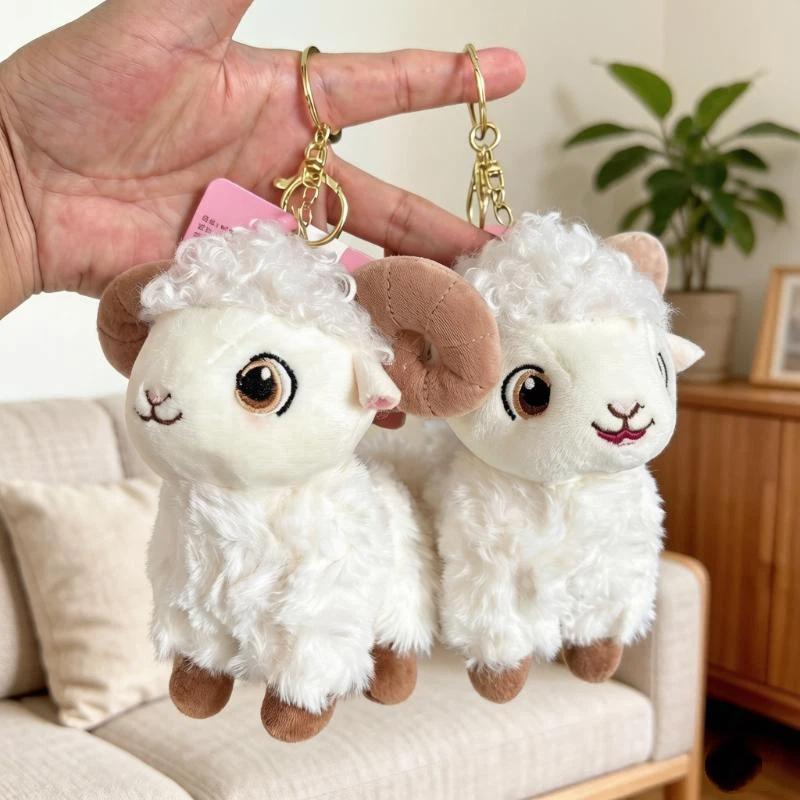 Cute Fluffy Sheep Plush Keychain With Soft Fabric Sturdy Golden Clasp For Backpack Decoration Kids Gifts