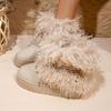 Plush Sleeve Snow Boots Winter New Round Toe Cow Suede Warm Platform Plus Size Cotton Shoes