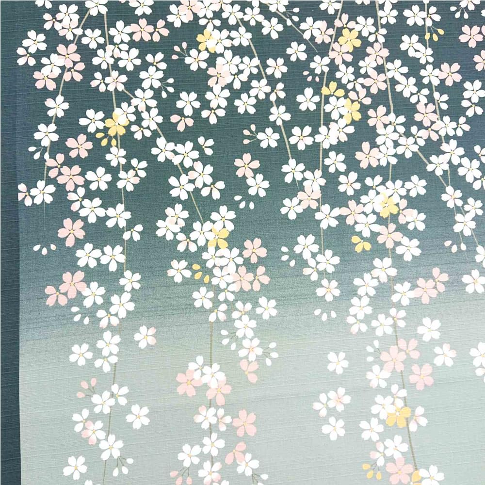 Uno Chiyo Large Sakura Furoshiki Blossom 90cm Cotton Shantung Made in Japan (Cherry Design), Wide, Furoshiki, Gray,