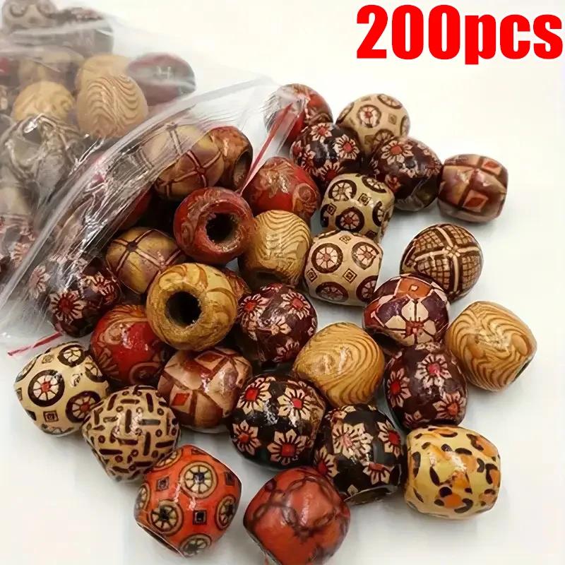 Bracciale Collana Stringa di Perline Intrecciata Vintage in Legno Perline Retro Sporco Catena Braccialetti Collane Perline Legno Fai da Te Accessori Gioielli