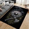 Spiritual Area Rug, Viking Raven Shield Axe Rune Wood Nature Poster, Living Room Decor, Non-Slip Mat