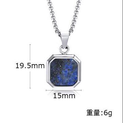 Stainless Steel Square Pendant Men, Sweater Stacked Necklace, Natural Tiger Eye Sweater Chain Nc-892