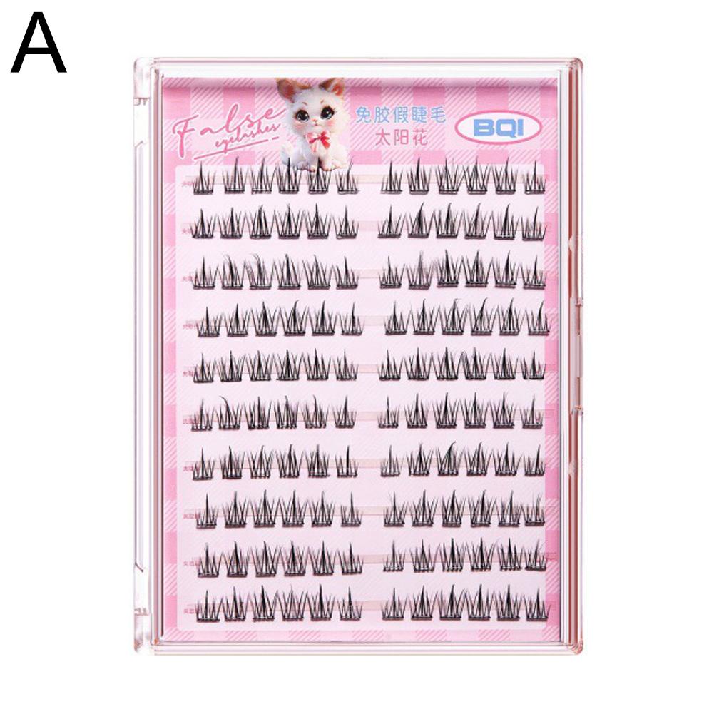 10 Rows Large Capacity Glue-free False Eyelashes Single Cluster 10-12MM C-curled Natural Self-adhesive False Eyelashes