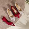 2023 Bridal High Heels: Pointed Toe Xiu He Suit, Comfortable for Pregnant Women, Chinese Wedding Shoes