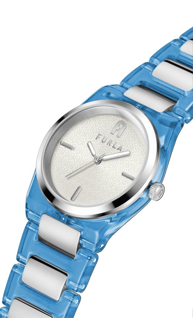 Watch FURLA TEMPO MINI White Dial Acetate Quartz Watch Jewelry Accessory WW00028007L1 Blue [Furla] 32.5MM Women's [Item]