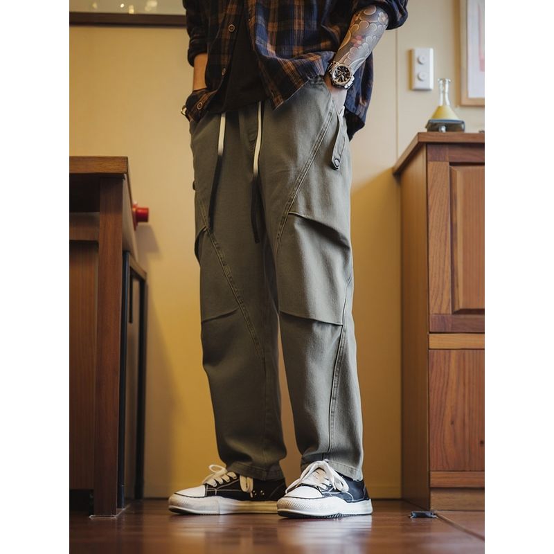 American Retro Heavy Cotton Thickened Wide-Leg Work Pants for Men, Spring and Autumn Straight-Leg Pants, Export Men's Casual Long Pants