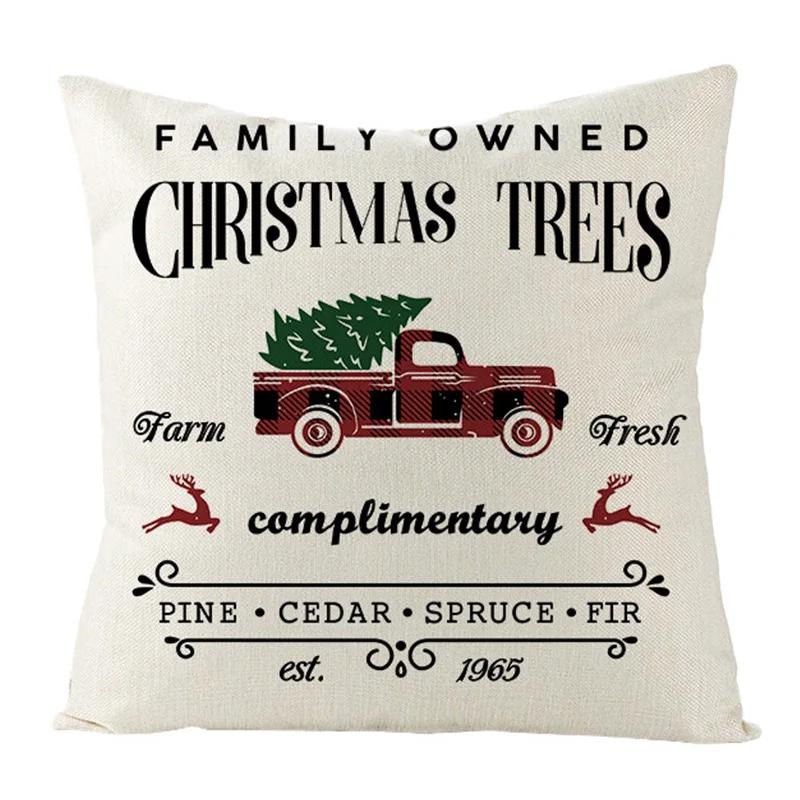 Christmas Pattern Linen Square Throw Pillow Case Sofa Decorative Cushion Cover Pillow Cover Fundas De Cojin 45X45Cm