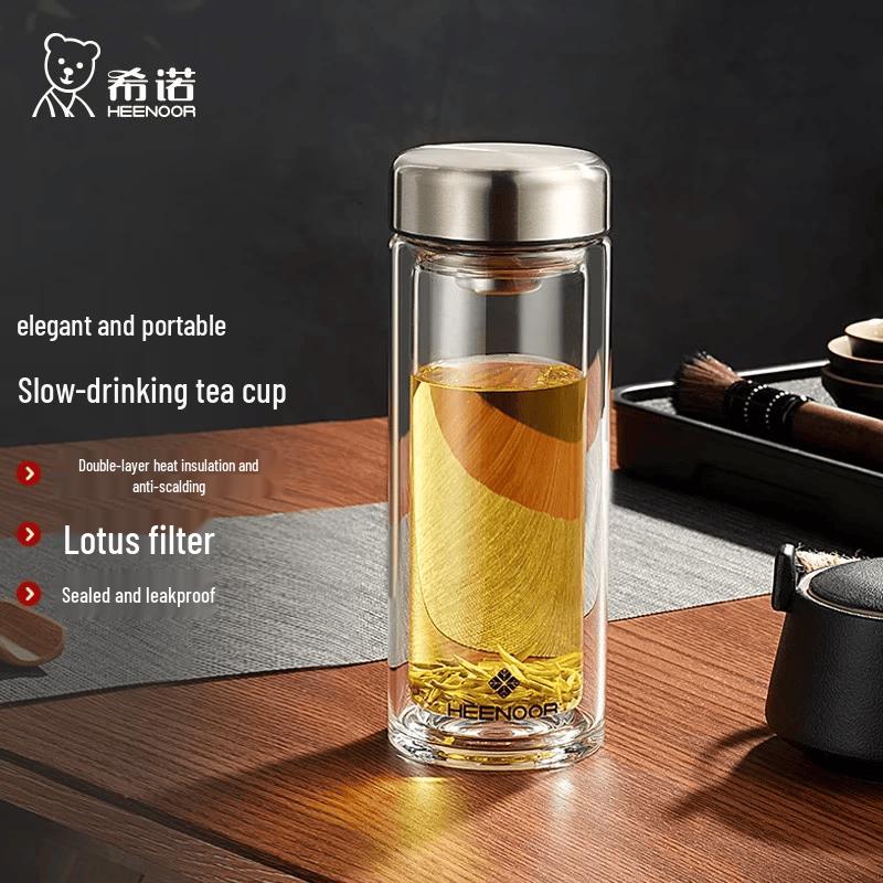 Xino Double Wall Borosilicate Glass Tea Infuser Bottle