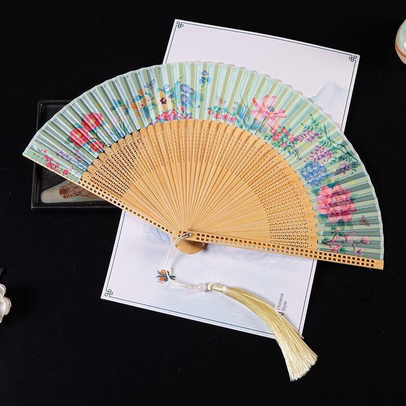 Folding Fan with Narrow Edges In Ancient Style, New Chinese Style Portable Summer Hollow-Out Fan for Women, Suitable for Hanfu and Dance