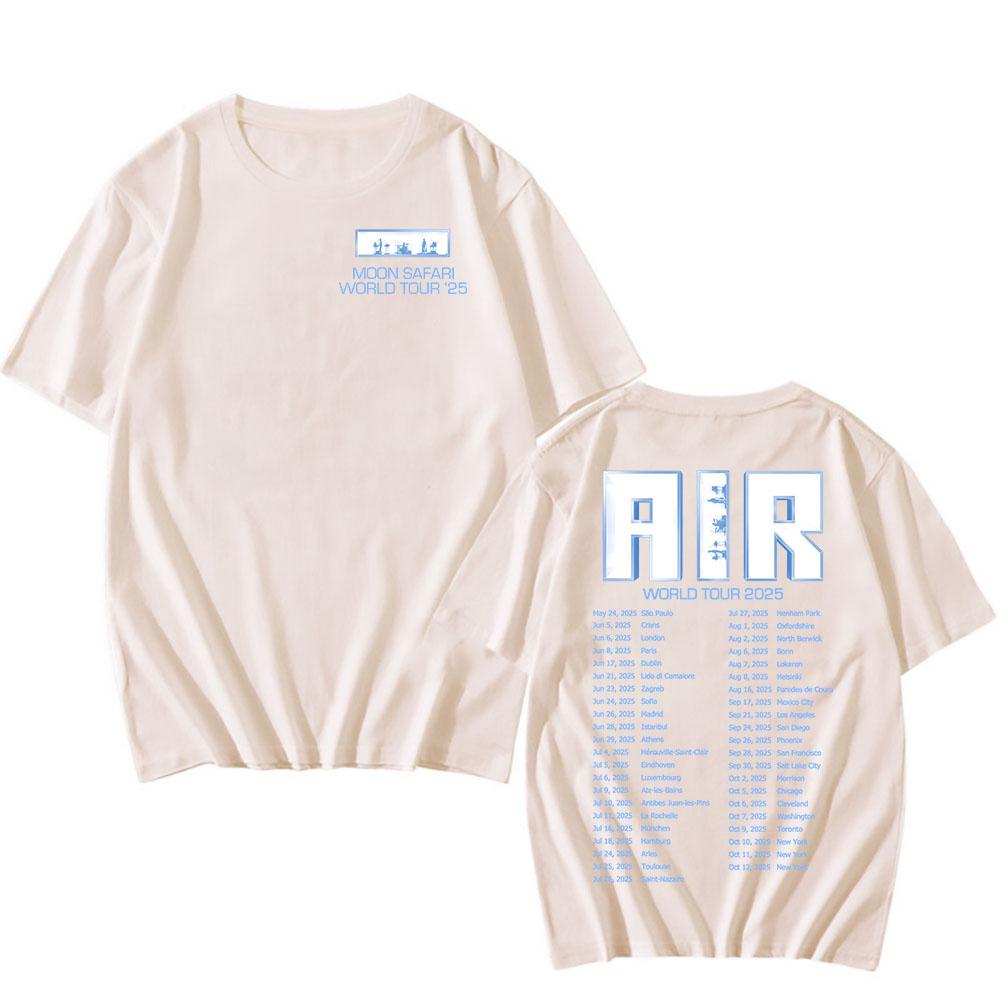 Baumwoll-T-Shirts Air MOON SAFARI Welttournee 2025 T-Shirt Sommer Kurzarm Herren Damen T-Shirts Locker Rundhals Freizeit T-Shirt Druck