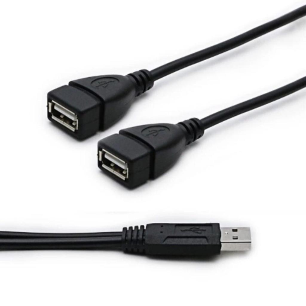USB Male to Double USB Female Adapter Cord Wire Y Splitter Cable for Multi Device 2 in 1 Charging and Data Transfer Line
