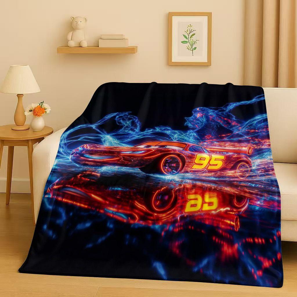 Sanrio Cartoon Cars Lightning McQueen Christmas Gift Flannel Blanket,Ultra Soft Plush Throw for Home Bedroom Bed Sofa Cover Kids