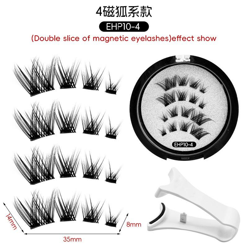 Magnetic False Eyelashes Set With Eyelash Curler Soft Natural Full Strip Reusable No Glue
