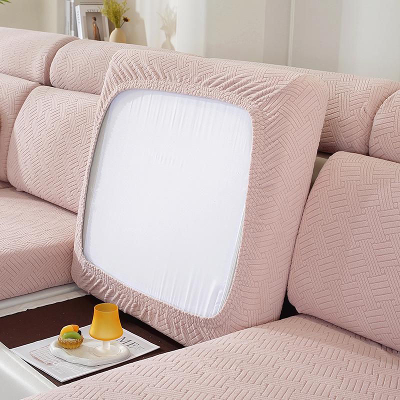 Universal Non-Slip Stretch Sofa Cover - Solid Color, All-Season Full Wrap Cushion Protector