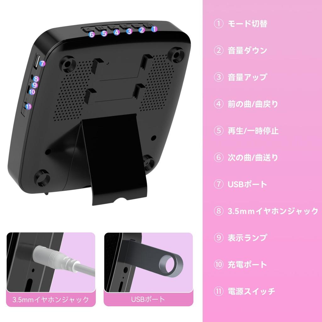 Gueray CD Player with Bluetooth Stereo FM USB Playback Easy Repeat MP3 Earphone Dustproof Remote Music Language and Fetal Japanese Instruction Manual