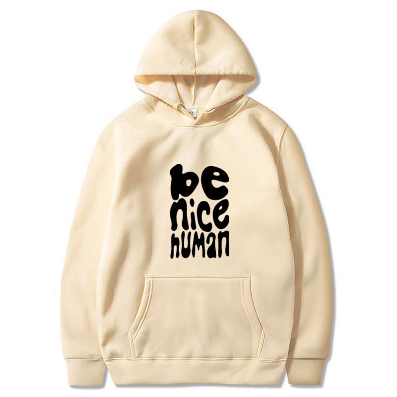 Autumn Winter 2023 Anime 'Be Nice Human' Plus Size Cartoon Pullover Hoodie