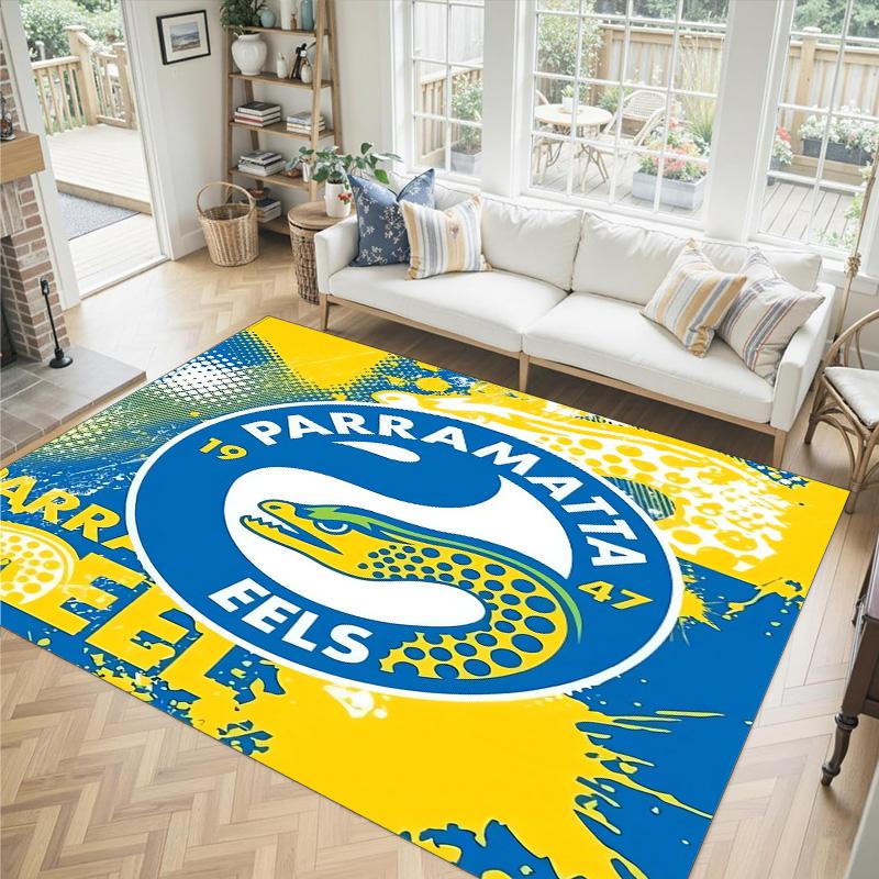 Parramatta Eels Design Crystal Velvet Carpet Cozy Non?Slip Printed Rug For Bedroom Living Room Entrance