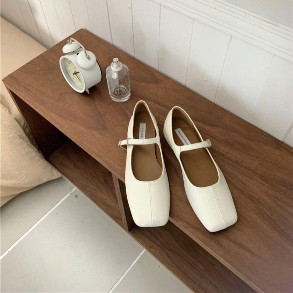 New Luxury Square Toe Women Ballet Flats Fashion SOft Sole Shoes 2026 Spring Ladies Elegant Street Style Mary Jane Shoes