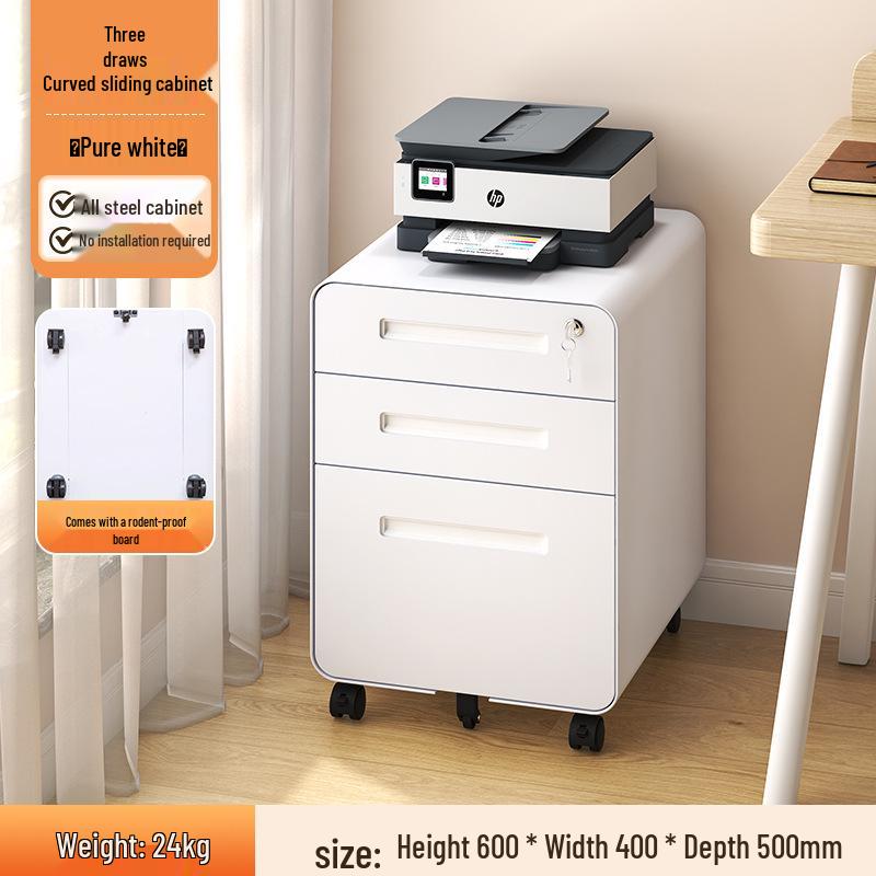Under-Desk Mobile Metal Filing Cabinet with Locking Drawer and Office Storage
