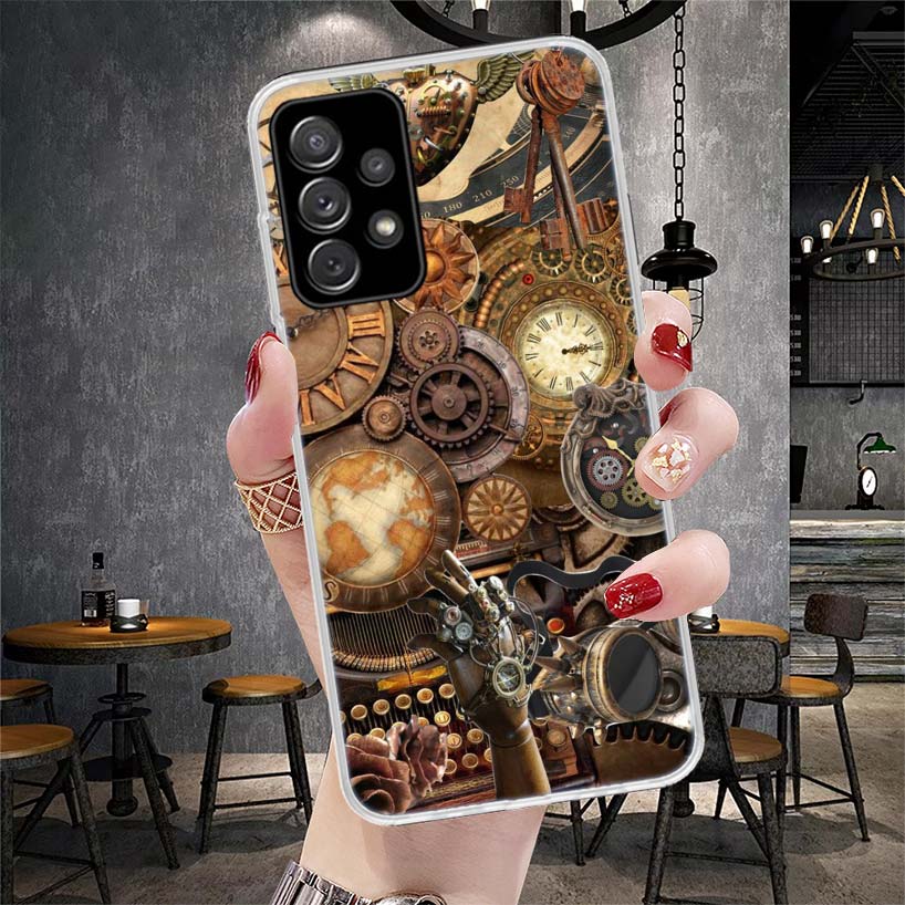 Steampunk Gear Mechanical Phone Case For Samsung Galaxy A12 A22 A32 A52 A72 A02S A51 A50S A71 A70 A31 A20S Note 20 Ultra S10 A10
