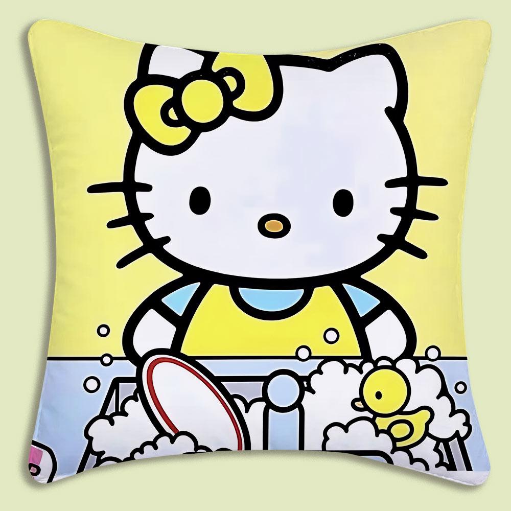 Cartoon Cute Hello Kitty Pillow Covers Cartoon Sofa Decorative Home Double-Sided Printing Short Plush Cute Cushion Cover