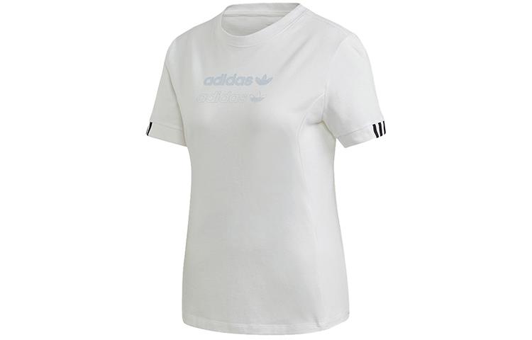 Adidas Originals T Shirts Women s White Crew Neck Moderate Straight Fit FM2488 30
