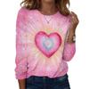 Women's Casual Long,sleeved Valentine's Day Printed Round Neck Top