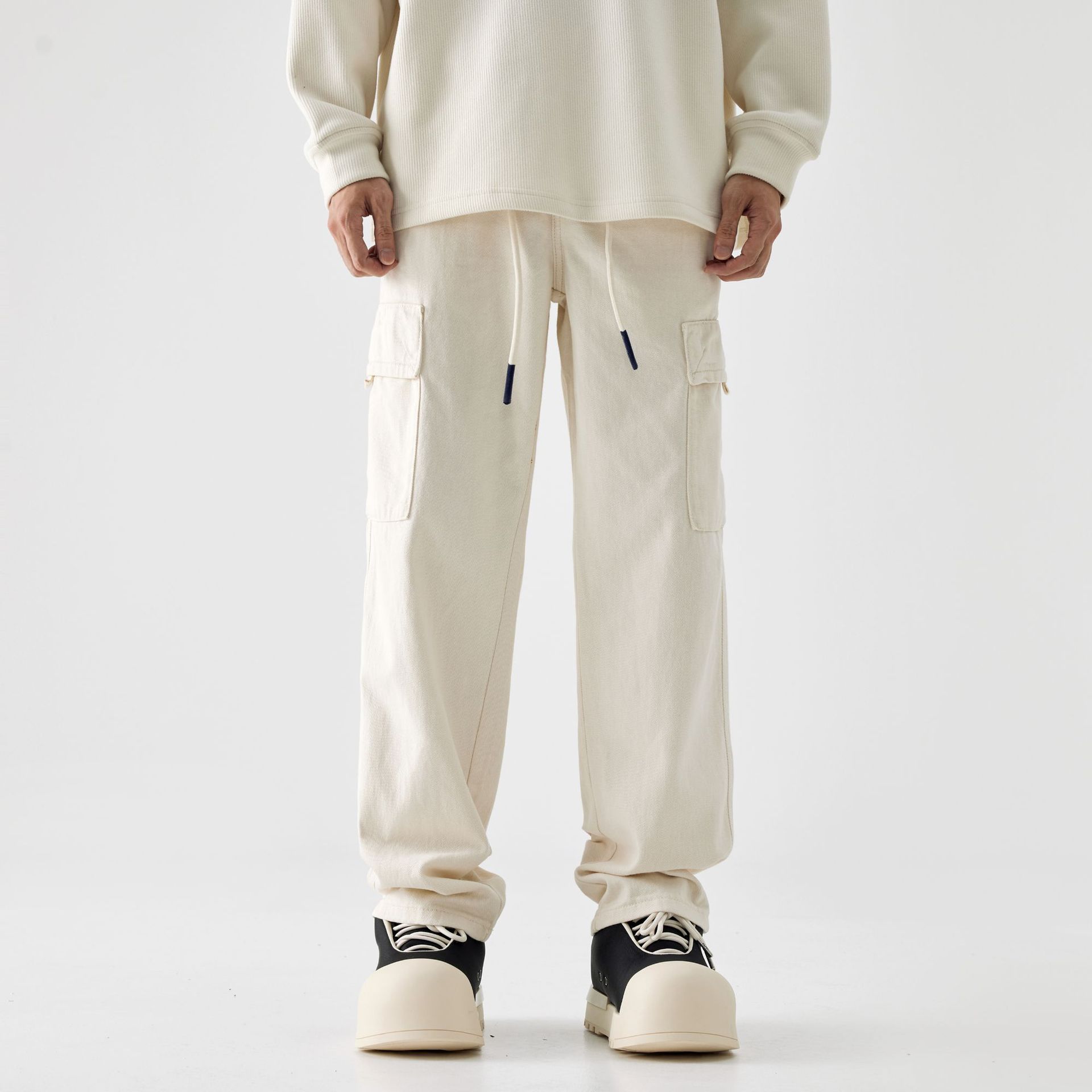 

Casual Jeans Men s Trendy Brand Tooling Loose Straight Elastic Waist Sweatpants 4XL