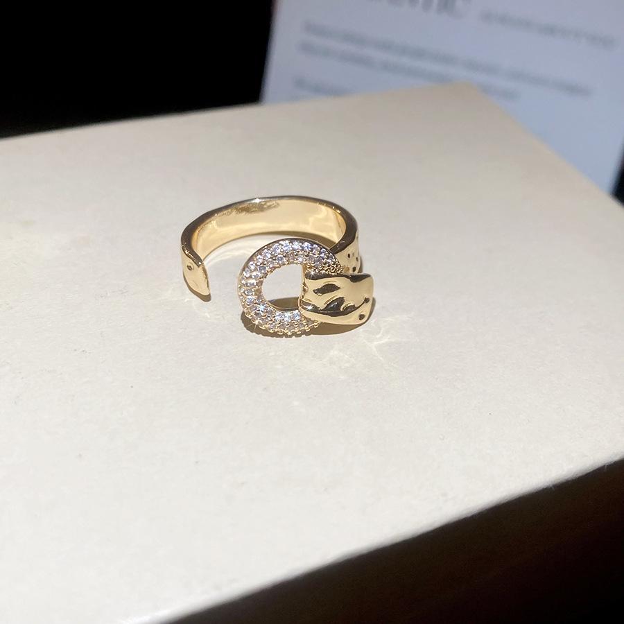 Maillard Vintage Geometric Flower Tiger's Eye Open Ring Simple Index Finger Ring Jewelry