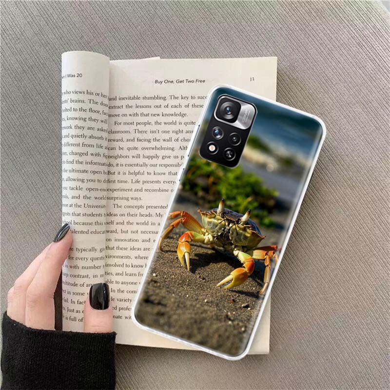 Unique Animal Crab Phone Case For Redmi Note 13 12 Pro Plus 14 15 Pro 5G 11 11T 11E 11S 10 Pro 10S 9 9S Cover Cell Clear TPU Cap