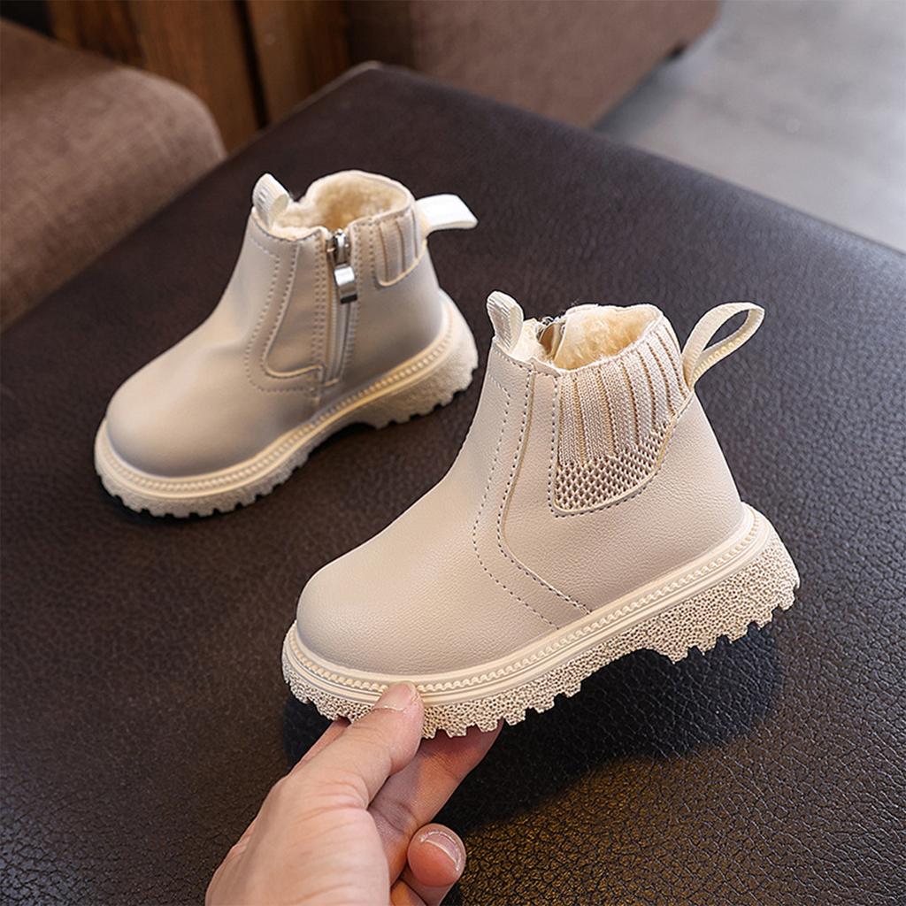 Unisex Youth Winter Lined Leather Boots for Kids