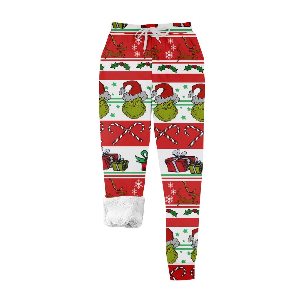 Women's Casual Fashion Home Print Velvet Sweatpants