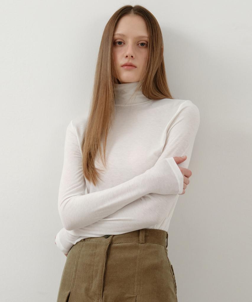 Wednesday Oasis For Woman Nasty Basic Turtleneck Long Sleeve T-Shirt_4 Colors (W25-Tp50)