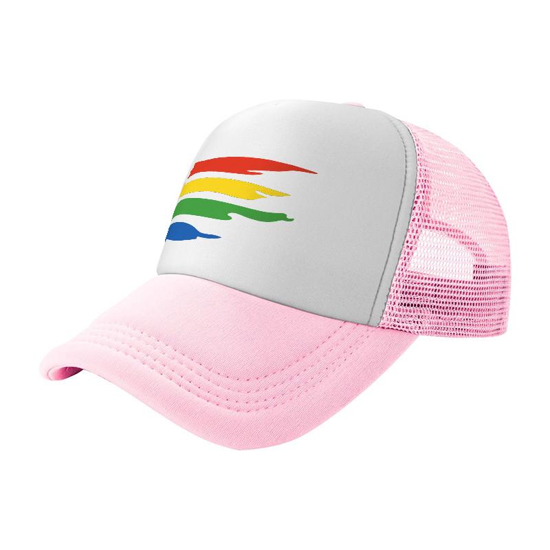 Rainbow Pride Trucker Hat Mesh Back Adjustable Cap Breathable Design for Outdoor Activities and Casual Wear